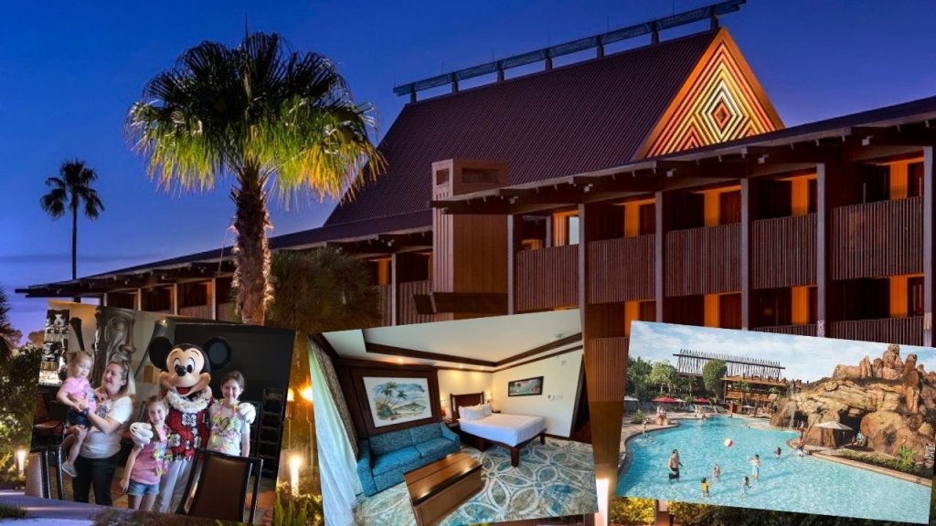 Polynesian Resort long house, deluxe studio, Lava Pool, Ohana with Mickey Mouse